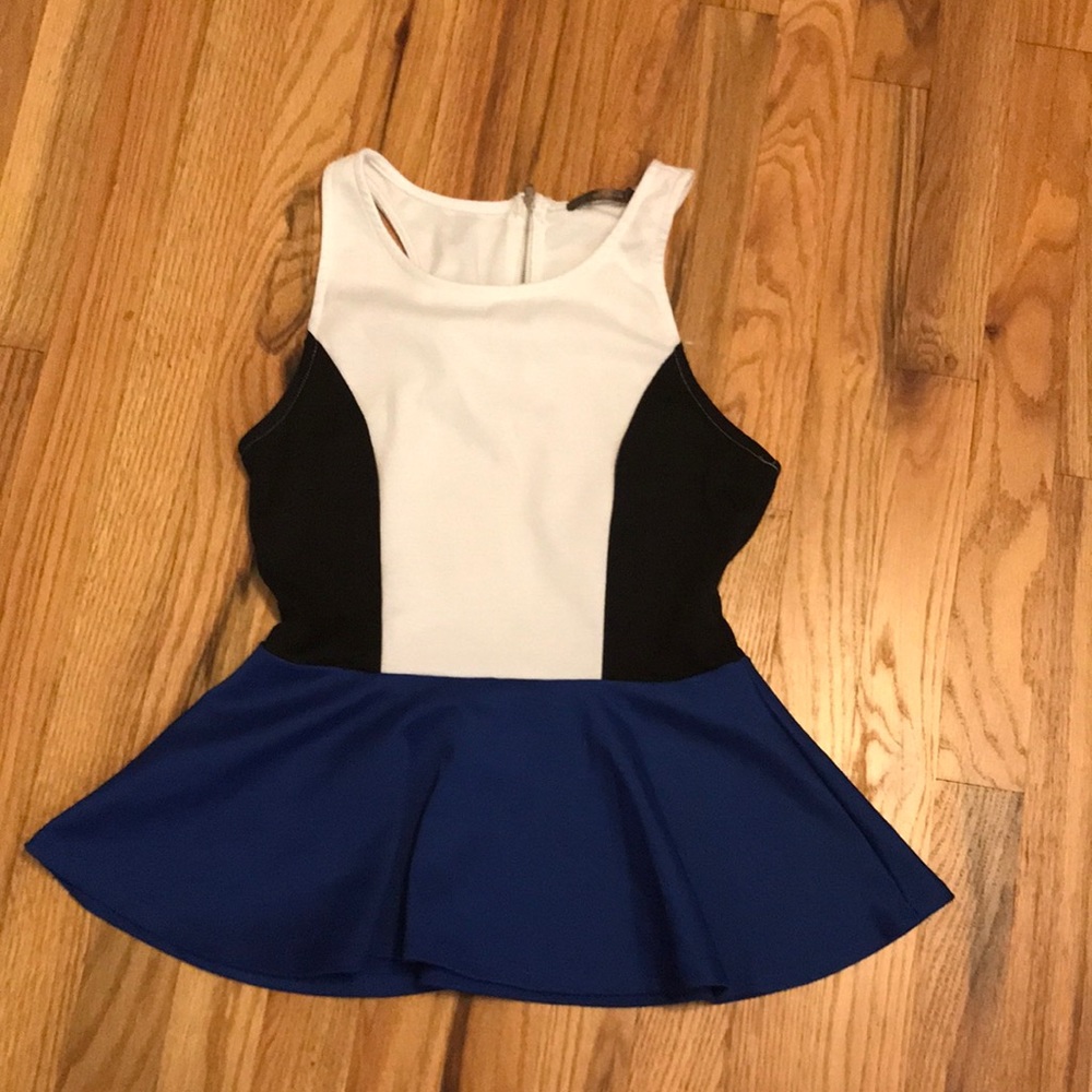 White, black, and blue sexy tank